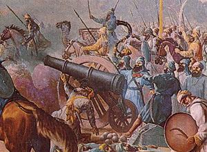 Singh shoudering gun in battle of Multan.JPG