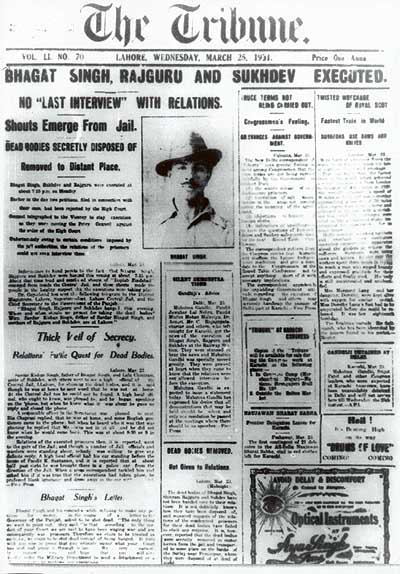 File:Bhagat Singh's execution Lahore Tribune Front page.jpg