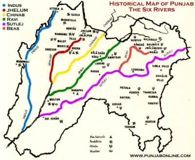 Punjab is the land of five rivers in north west India and north east 