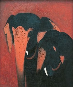 Two Elephants, by Amrita Sher-Gil, ca 1940.jpg
