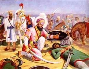 An orphan Pathan lad Paindey Khan (d.1634 AD) was brought up and trained in the art of warfare by Guru Hargobind Sahib. Paindey Khan led Mughal forces against Guru Ji and died at the hands of the Guru at the battle of Kartarpur. Before the Pathan breathed his last, Guru Ji asked him his last wish. He begged to be pardoned. Guru Ji forgave him and covered his face from the burning sun with his shield.