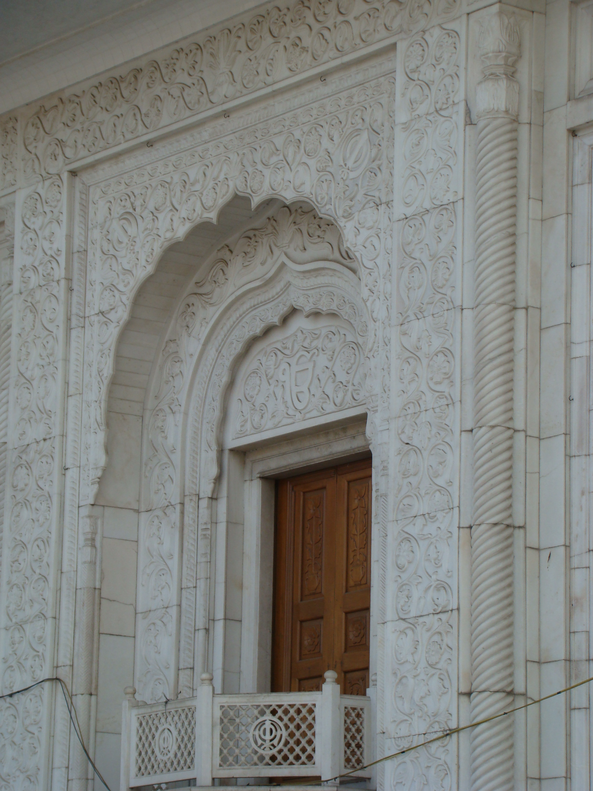 Details of the White marble entrance at the Gurdwara
