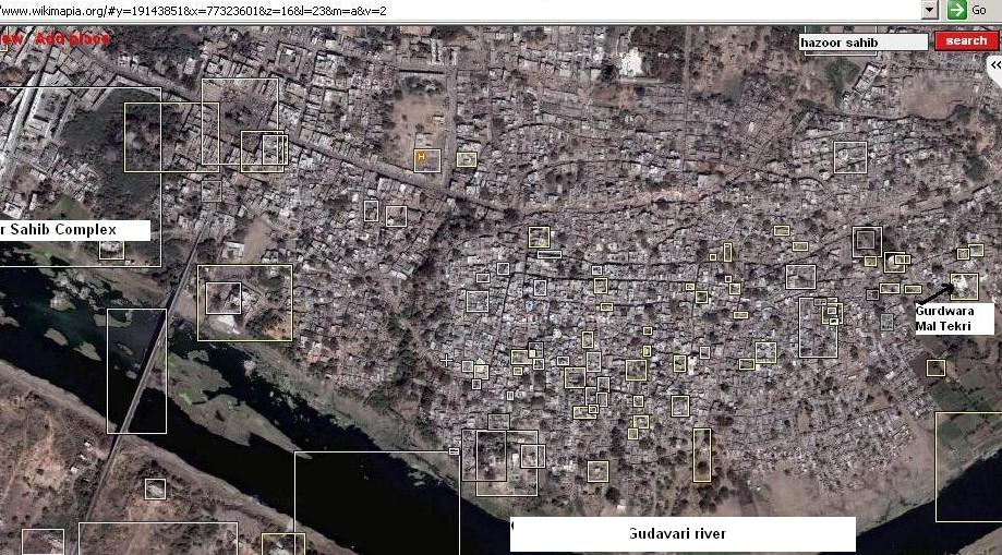 wikimapia location map of Gurdwara Mal Tekri