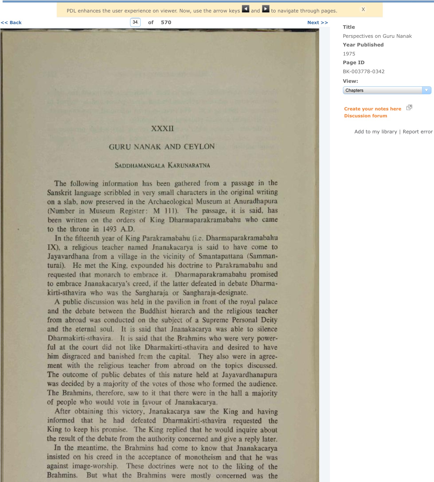 Book Perspectives on Guru Nanak page 326 containing paper by S.Karunaratna
