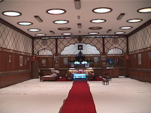 Guru Nanak Darbar. The main Darbar hall at Pangani Gurdwara