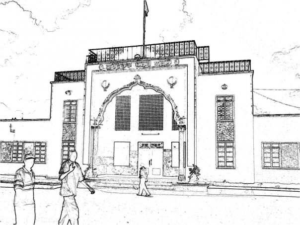 The front facade of Gurdwara Sahib Baazar