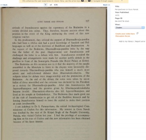 Screen shot of page from Paper Guru Nanak and Ceylon.jpeg