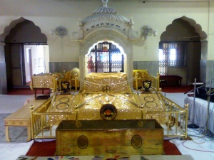 The Guru's Takhat and imposing Palki made from marble