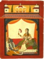 Krishna massaging Radharani's feet
