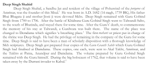 Shahid Baba Deep Singh Sandhu Source: History of SIkh Misals by Dr. Bhagat Singh