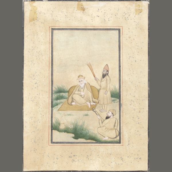 File:Guru Nanak seated on a hillock with his attendants, Bala and Mardana. North India, late 19th-early 20th Century.jpg