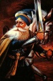 Baba Deep Singh - a Scholar and Soldier, painting by Bodhraj