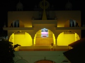 Main Darbar Sahib as seen thru the arches of the Gurdwara Sahib from atop the entrance roof. (circa 2007)