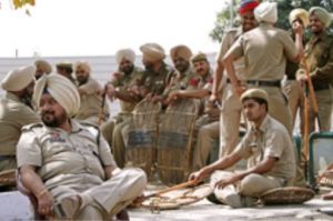 Punjab Police officers outside the PCA Stadium in Mohali.jpg