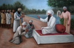 The sangat bowing to the Guru