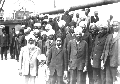 1914. Sikhs aboard the Komagata Maru. 1914. Gurdit Singh is on the left in the light-colored suit.