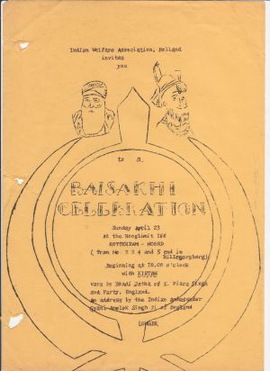Invitation from Indian Welfare Association Holland. First Vaisakhi Celebration in Holland. 17-04-1977.jpeg