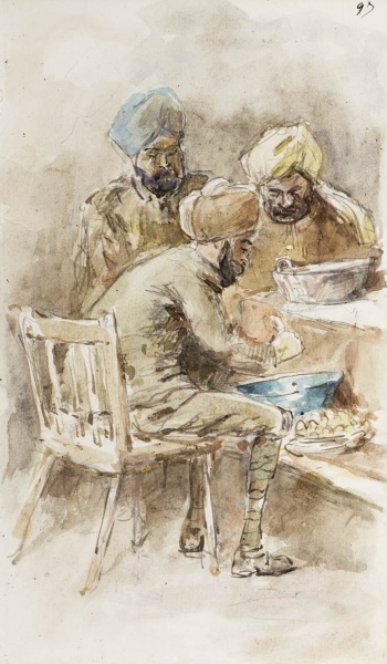 File:Sikhs in Firmley Hall,Engels Indiaase soldaaten in Den haag oktober 1918.Schetsboek bevattende ee.jpg
